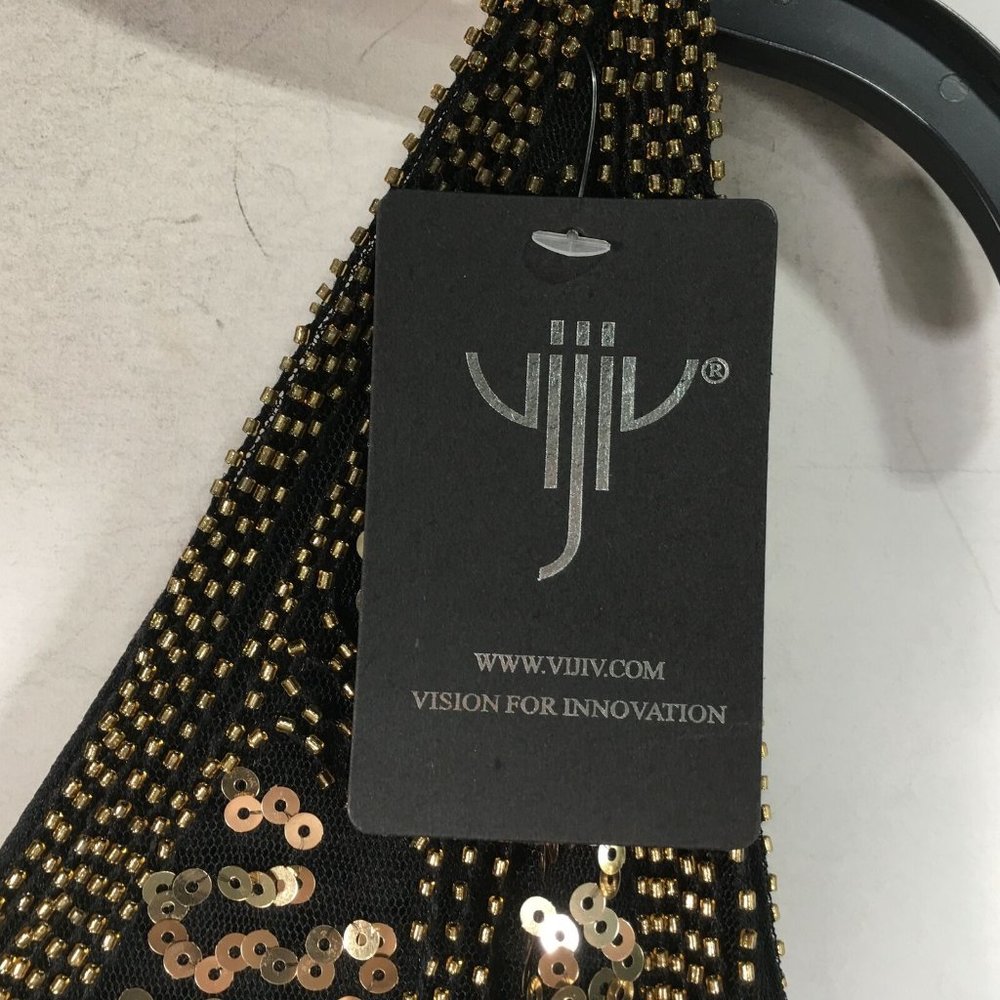 Women's VIJIV 1920s Vintage Inspired Sequin/Fringe Flapper Dress, Size S - Black - Picture 3 of 11